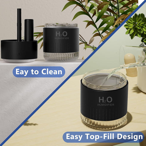 SZO Colorful Mini Humidifier, USB Rechargeable Humidifier, 4 Modes Super Quiet, Humidifiers For Bedroom,Suitable For Travel Office Family-Black...