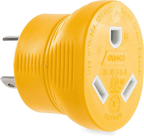 Camco Power Grip Camper/RV Generator Adapter | Features a Heavy-Duty 30 Amp Locking Male and Female Connection | Rated for 125 Volts / 3750 Watts ...