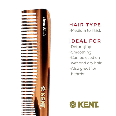 Kent 6T Fine Tooth Comb and Wide Tooth Comb Hair Combs for Women, Combs for Men Beard Comb and Mustache Comb, Barber Comb Hair Styling Grooming Co...