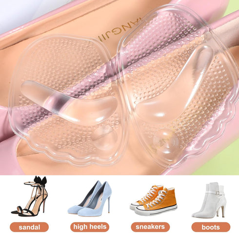 Healifty Ball of Foot Cushions - 3 Pairs Gel Shoe Inserts Reusable for Women Non Slip Metatarsal Pads for Foot Pain Relief Comfort One Size Fits A...
