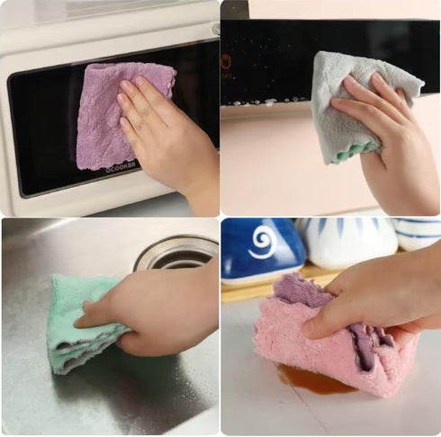 20 Pack Kitchen Dish Cloths Dish Towels, Super Soft and Absorbent Coral Fleece Cloth, Coral Velvet Microfiber Cleaning Cloth, Nonstick Oil Washabl...