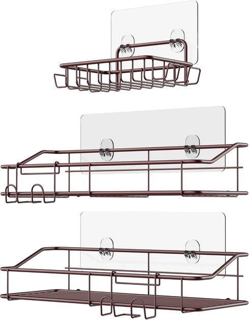 Nieifi Shower Caddy Shelf with Hooks Storage Rack Organizer Adhesive Stainless Steel without Drilling for Bathroom, Lavatory, Washroom, Restroom, ...