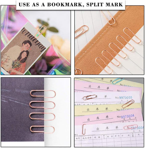 200 Pcs Rose Gold Paper Clips, 1.1" (28mm) Smooth Finish Steel Wire Paperclips Medium Size Paper Clips for Organizing School Home Office Supplies...