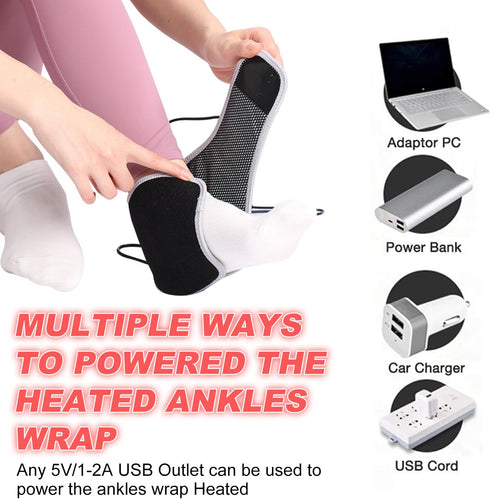 Heated Ankles Wrap Foot Heating Pad for Achilles Tendonitis Relief Portable Cordless Electric Heating Pads for Feet Circulation and Pain Relief wi...