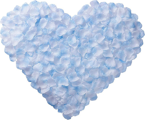 Artificial Silk Rose Petals for Romantic Night, Wedding, Party, Anniversary Flower Decorations (Light Blue&White, 3000 PCS)...