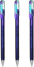Pentel Hybrid - Dual Metallic - Liquid Gel Rollerball Pens - K110 - Violet & Metallic Blue Ink - Pack of 3...
