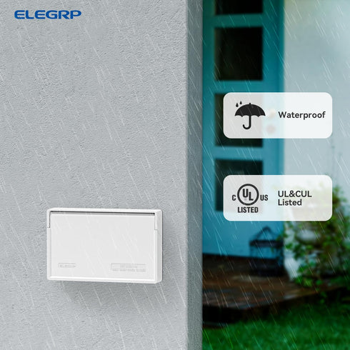 ELEGRP Horizontal Outdoor Cover for Duplex Receptacles, Weatherproof Wall Plate, Outdoor Electrical Outlet Cover, Standard Size 1-Gang 4.77” x 2.9...