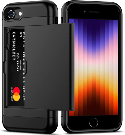 Nvollnoe for iPhone SE Case 2022/iPhone SE 2020/7/8 Case with Card Holder Heavy Duty Protective Dual Layer Shockproof Hidden Card Slot Slim Wallet...