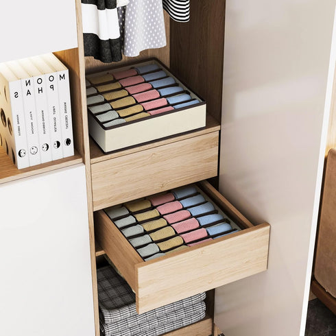 Joyoldelf Drawer Organizer Divider 2 Packs Organizer, 24 Cell Collapsible Closet Cabinet Organizer Underwear Storage Boxes for Storing Socks, Bra,...