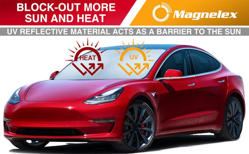 Magnelex Tesla Windshield Sun Shade (Model 3/Y), Reflective Polyester Blocks Heat & Sun, Foldable Car Window Sun Blocker, Mirror Cut-Out, Fade-Res...
