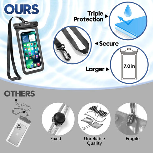 Universal Waterproof Phone Pouch, IPX8 Waterproof Phone Case Dry Bag with Lanyard for iPhone 14 13 12 11 Pro Max XR X XS SE 8 Plus Samsung S23 S22...