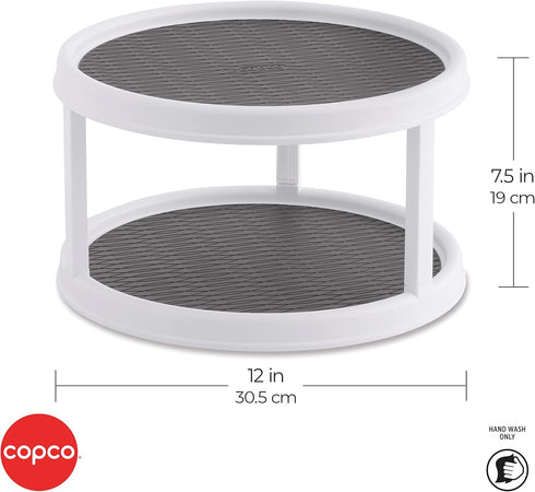 Copco Non-Skid Turntable, 2-Tier, 12-Inch, Durable & Easy Clean, White/Gray...