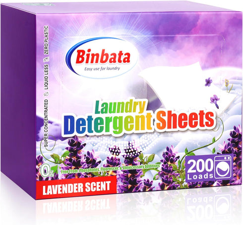 Laundry Detergent Sheets, 200 Loads Lavender Scent Hypoallergenic Eco-Friendly Laundry Sheets, Biodegradable Plastic Free Liquidless Laundry Sheet...