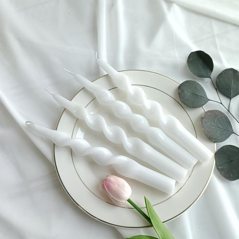 Spiral Taper Candles White Candlesticks,Set of 2 Cute Candle Sticks Handmade Tapered Candles 10 Inches Long Twisted Candlestick for Home Decoratio...