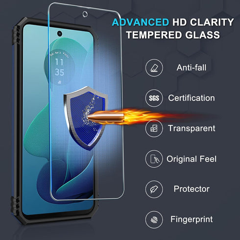 for Motorola Moto G 5G 2024 Case Built in Slide Camera Lens Cover+Screen Protector+Finger Ring Holder Kickstand,Heavy Duty Shockproof Full Body Pr...