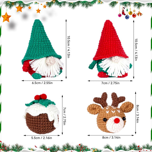 BFVV Crochet Kit for Beginners Adults 4Pcs Christmas Crochet Kit with Step-by-Step Detailed Instructions and Video Tutorials Crochet Starter Kits ...
