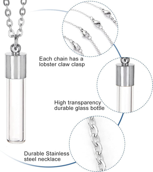 SUNNYCLUE 64Pcs DIY 12 Sets Vial Necklace Making Kit 6mm Dia. Hourglass Vial Pendants Handmade Clear Glass Memory Wish Bottle Charms for Jewelry M...