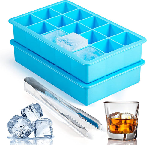 2 Pack Ice Cube Trays, ZDPMK Silicone Easy Release Flexible Molds 15 Ice Cubes Tray for Freezer?Cocktail?Whiskey?Reusable & BPA Free...