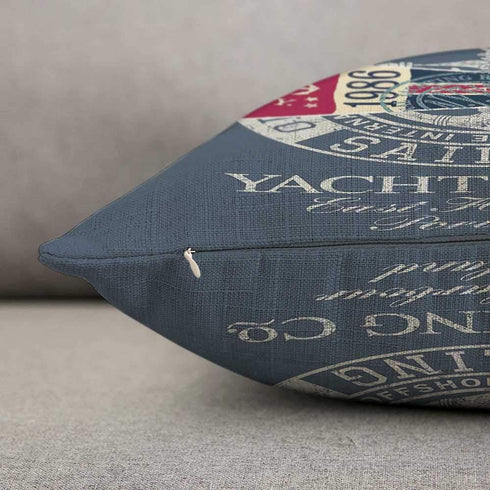HOSNYE Yacht Racing Sailing Regatta Cotton Linen Throw Pillow Case Flag Nautical Badge Club Pillow Cushion Covers Home Sofa Decorative 18 X 18 Inc...