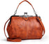 Women Vintage Hollow Handbag Oil Leather Shoulder Crossbody Bag Clutch Satchel Purse with Kiss Lock Closure...