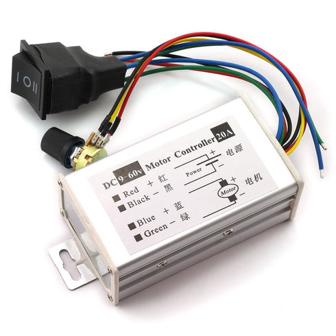 DZS Elec 1pc DC Motor Speed Controller 9-60V Forward/Reverse High Power PWM Control Switch Motor Speed Regulator DC 12V 24V 36V 48V 60V 20A 1200W...