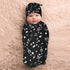 music black Baby Stuff Swaddle Blanket soft and Stretchy Newborn Swaddle Blankets Sack Receiving Blanket with Beanie Hat Gift for Girls and Boys I...