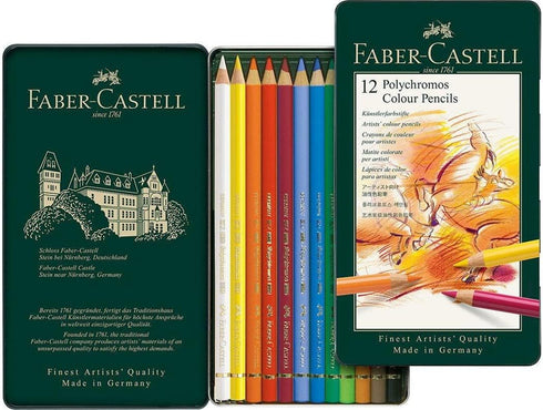 Faber Castell F110012 Polychromos Colour Pencils Tin Of 12...