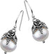 Paz Creations Sterling Silver Dangle Pearl Earrings with Floral Caps - Real Freshwater Ball-Shaped White Pearls - Elegant Drop Earrings Set - Clas...