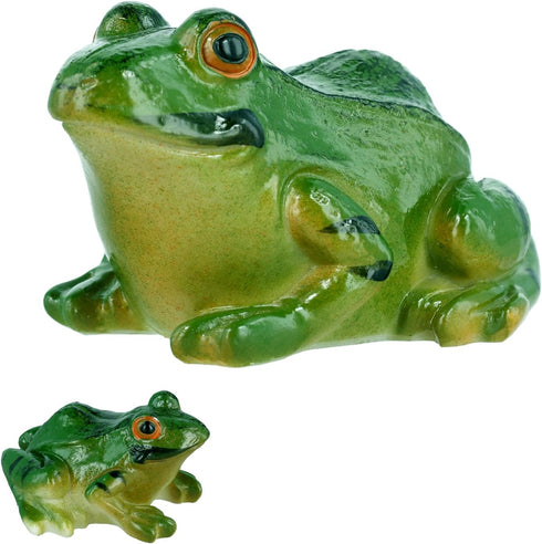 2pcs Frog Statues, 2 Sizes Resin Frogs Garden Miniatures Decor Lifelike Frog Miniature Figurines Animals Ornament for Garden Landscape Dollhouse D...