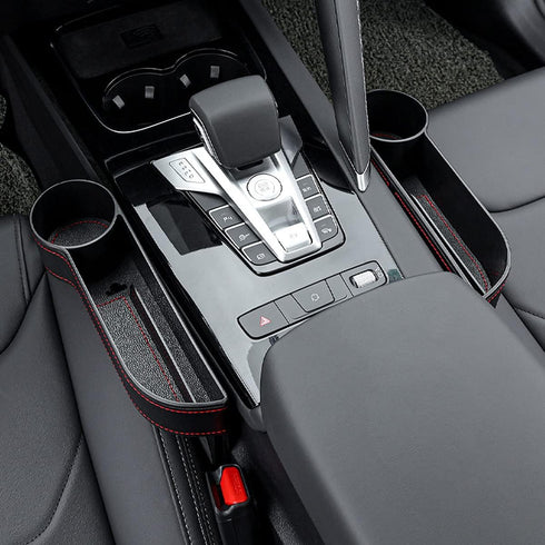Car Seat Gap Filler Organizer Between Front seat car Organizer and Storage Box, Auto Premium PU Leather Console with Cup Holder, Car Pocket for In...