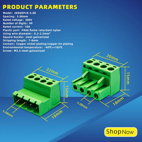 15pairs 4 Pin 5.08mm Pitch PCB Mount Screw?15Pcs 4 Pin PCB Mount Screw Terminal Block Connector with 15Pcs 4 Pin Plug...