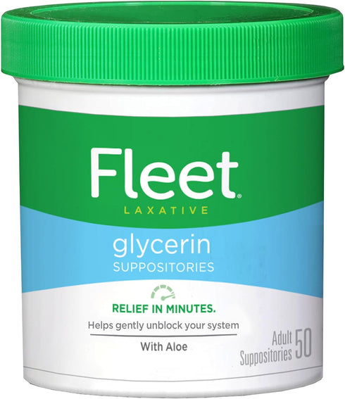 Fleet Laxative Glycerin Suppositories for Adult Constipation, Adult Laxative Jar Aloe vera, 50 Count...