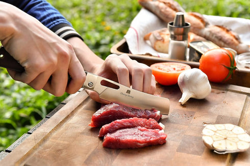 ZhengSheng Folding Chef Knife 4.8" Sharp 440A Stainless Steel Blade Wooden Handle Pocket Foldable Japanese Style Kitchen Knife for Outdoor Camping...