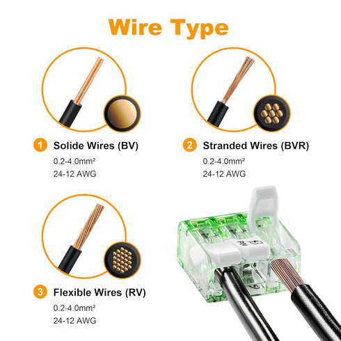 Lever Nuts Splicing Connector?for Solid and Stranded Conductors?3 Conductor with Operating levers?AWG 12-24 Transparent Housing Wire Connectors- P...