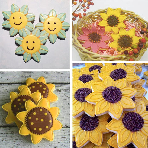 Sunflower Cookie Cutter Set-Size 3.8" 3.1" 2.6"-3 Piece-Cookie Cutters for You Are My Sunshine Baby Shower Birthday Party Decorations...
