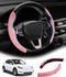 2Pcs Steering Wheel Cover Anti-Skid Segmented Car Accessories for Girls and Women?Leather Universal Fit Car Steering Wheel Cover (Pink)...