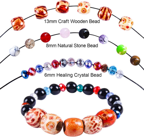 Fishdown Mixed Stone Beads Kit - 290 Pcs Crystal, Chakra Healing, Wooden & Gemstone Beads for Jewelry Making DIY Kit...