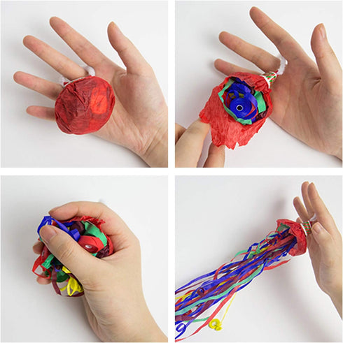 10 Pcs Throw Streamers, Colorful Hand Held Party Streamers Party Poppers No Mess Throw Confetti Pop Out Streamers for Birthday Weddings Events Chr...