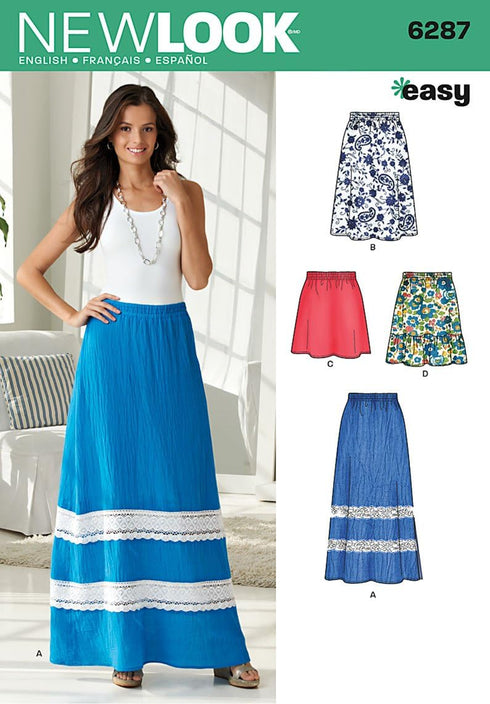 Simplicity Creative Patterns New Look 6287 Misses' Pull On Skirt in Four Lengths, A (10-12-14-16-18-20-22)...