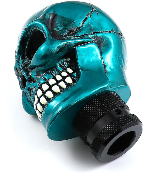 Skull Shifter Knob Gear Shift Stick Handle Transmissions Shifting Lever Fit Most Manual Automatic Car Truck SUV (Metal Blue)...