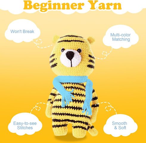 WSICSE 8x50g Beginner Crochet Yarn, Cotton Yarn for Crocheting Easy-to-See Stitches Chunky Thick Soft Yarn for Beginners Crocheting Kit Gifts......