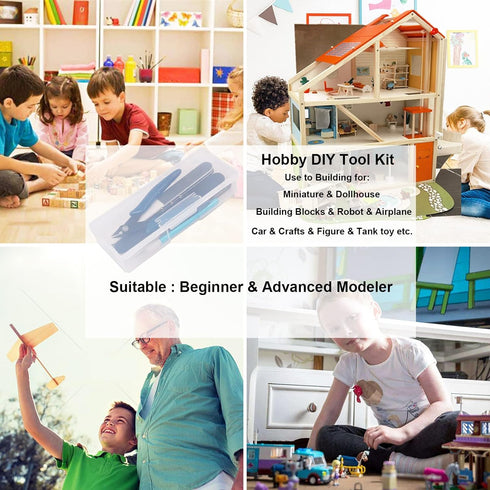 Spilay 16 Pcs Hobby Building Model DIY Tool Kit, Modeler Basic Miniature Handmade Craft Tools Set for Dollhouse Miniature Building...