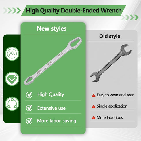 Double-Ended Wrench 5/16-7/8 Inch Multifunctional Universal Self-Tightening Wrench Adjustable Wrench Universal Torx Spanner Key Set Screw Nuts Wre...