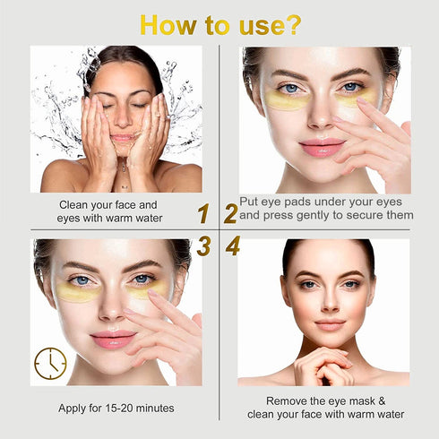 2 in 1 Under Eye Patches 12 Pairs, Under Eye Lines, Under Eye Bags, Eye Masks for Dark Circles And Puffy Eyes, Eye Masks for Skin Care, Gold Eye P...