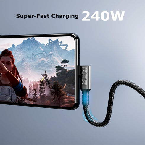 USB C 4 Extension Cable, with Thunderbolt 4 Cable, 240 W Charging Cable, 40 Gbps Data Cable, 8K @ 60Hz 4K, PD3.1, USB C Female Cable, for Hub, Doc...