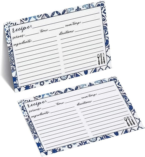 Recipe Cards 4" X 6" Double-Sided Premium Thick Card Stock Great Gift for Amateurs or Experienced Chefs (Pack of 50) (Blue)...