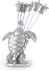 Vagabond House Pewter Sea Turtle Cheese Martini Olive Cocktail Stainless Steel Pick Set Skewer Fruit Toothpicks (6 picks in set) 4 inch Tall...