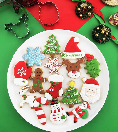 Christmas Cookie Cutters Set of 9 - Star Tree Angel Bell Stocking & More Shapes Stainless Steel...