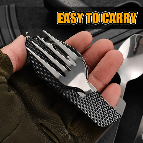 UMEINAC TECH Camping Utensils, 4 in 1 Travel Utensil Set Camping Fork Spoon Knife Set Camp Backpacking Utensils Folding Cutlery Set for Camping Hi...