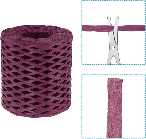 PATIKIL Raffia Paper Craft Ribbon Assortment Kit, Natural Raffia String with Scissor for Gifts, Flower Bouquets, Decoration, Burgundy, 218 Yards...